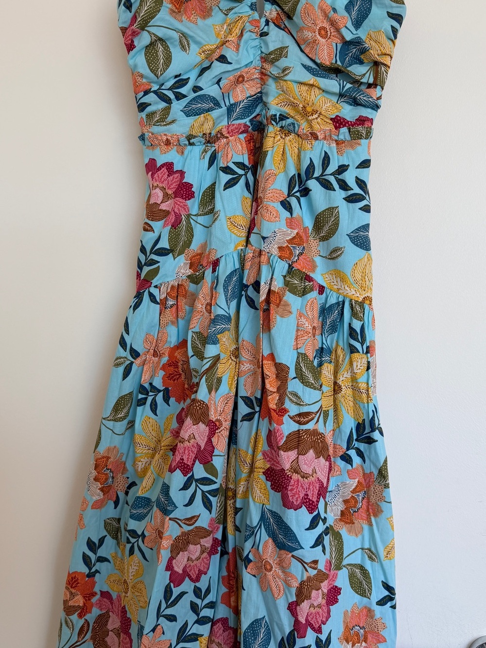 Vince Sky Blue Floral Strapless Midi Dress - Picture 2 of 3